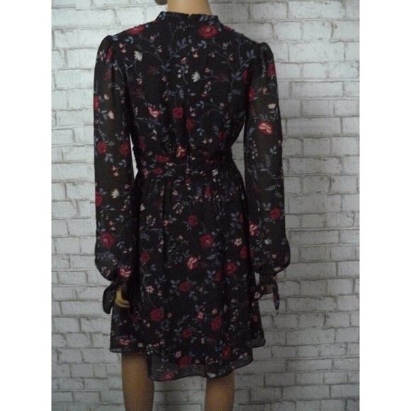Gal Meets Glam Black Cherry Floral Londyn Pleated Dress 0 NEW - Picture 8 of 9